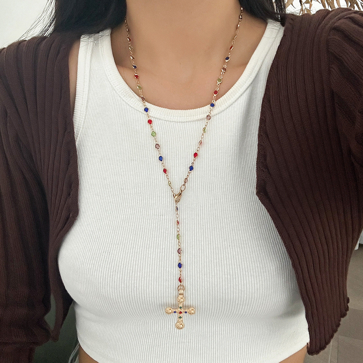 Wholesale Hip Hop Cross Crystal Chain Necklace
